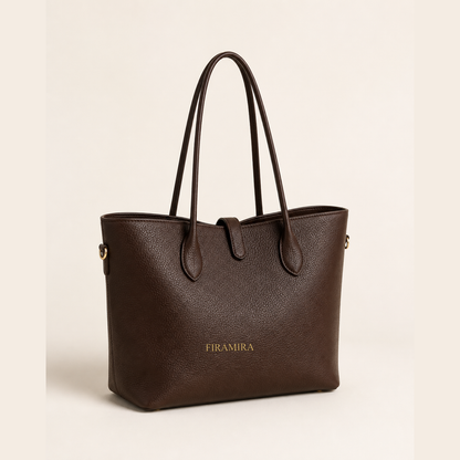 Soft Structured Tote Bag with aligned FIRAMIRA wordmark