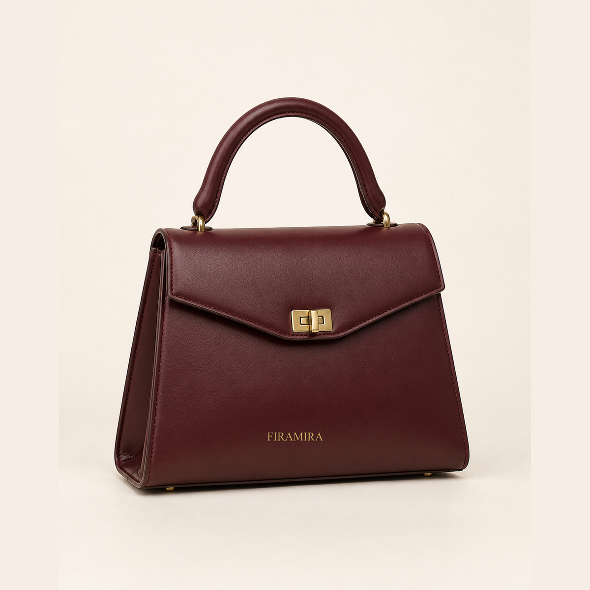 Structured Top Handle Bag with aligned FIRAMIRA wordmark